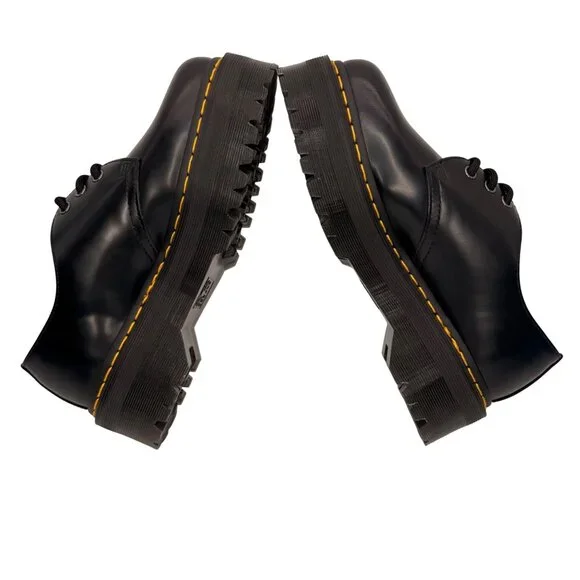 Dr. Martens Quad Black Leather Platform Derby shoes 1461 Unisex M 8 / W 9 - Picture 6 of 10